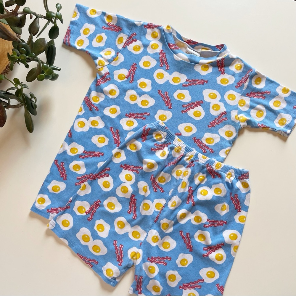 CWD Kids Bacon & Eggs Short Matching Pajamas Set | Size 16 • USA Made